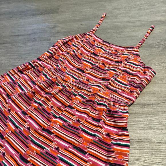 LOFT Dresses & Skirts - LOFT Petites 8P Tiered Sundress Strappy Ikat Stripe Summer Boho Midi